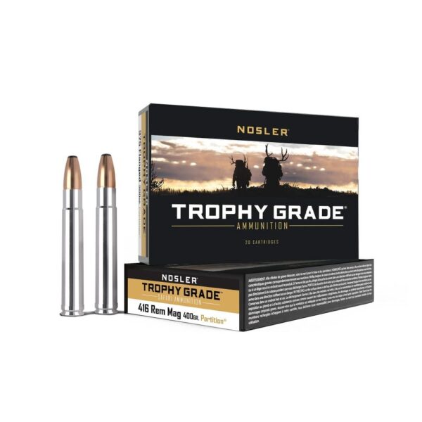 Nosler Safari Rifle Ammunition .416 Rem Mag 400 gr PT 2400 fps - 20/ct