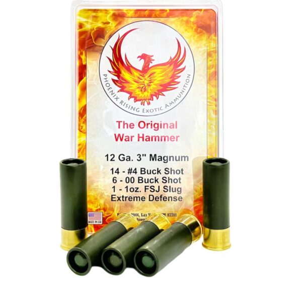 Phoenix Rising War Hammer Shotshell 12ga 3" 14-#4 Buckshot 6-00 Buckshot 1oz Slug 5/ct