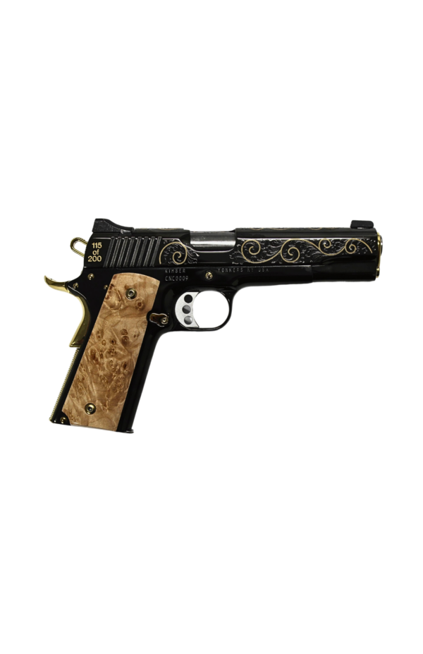 KIMBER CUSTOM 1911 45ACP BLACK DELUXE, SCROLL WORK, GOLD ROPE INLAY 1-200 MADE