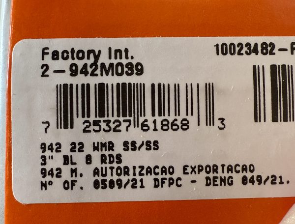 Taurus 942 .22WMR 8-Shot 2-942M039 Stainless M942 .22 Magnum NIB - Image 6