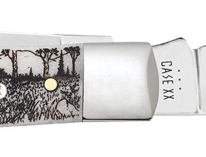 Case 81223 Sportsman Trapper 3.24" Clip/3.27"Spey Folding Plain Mirror Polished Tru-Sharp SS Blade, Bear Wildlife Engraving Natural Bone Handle